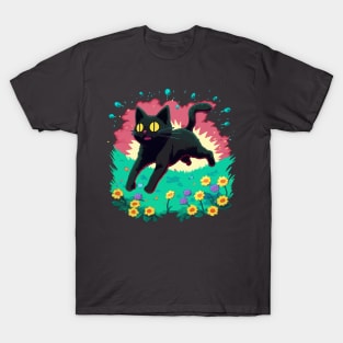 Black cat walk T-Shirt